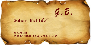 Geher Balló névjegykártya